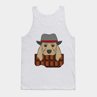 Dog with Hat and Chocolate Tank Top